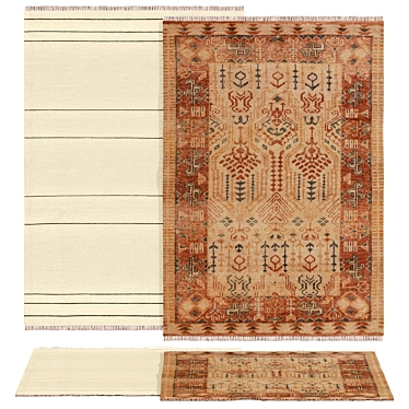 CB2 Handwoven Wool Rug Set 3D model image 1 