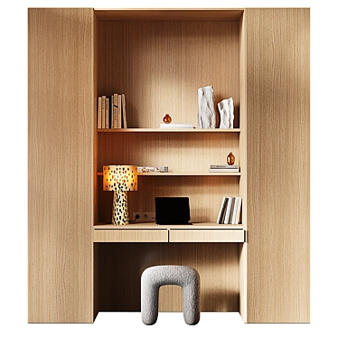 Sleek Workspace Set with Storage 3D model image 1 