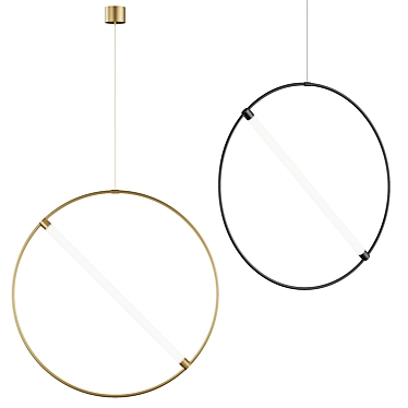 Floating Brass Circle Light 3D model image 1 