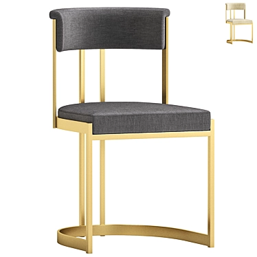 Elegant Black Velvet Dining Chair 3D model image 1 