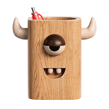 Monster Madness Wood Pen Stand 3D model image 1 