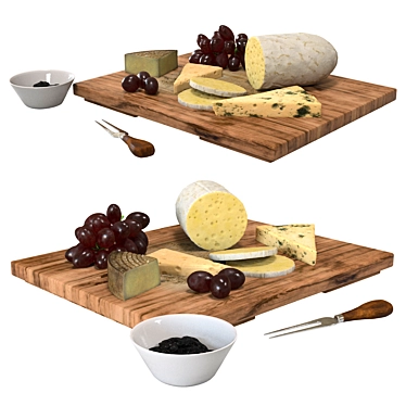 Gourmet Cheese and Grapes Set 3D model image 1 