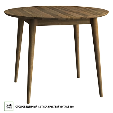 Vintage Teak Round Dining Table 3D model image 1 