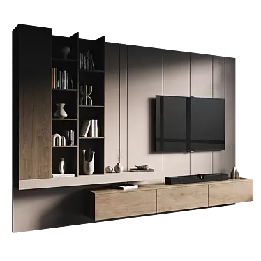 Modern TV Wall Set Design 3D model image 1 