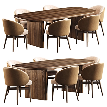 Modern Norah Chair with Sakura Dining Table 3D model image 1 