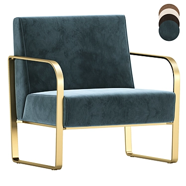 Luxury Leather Brass Armchair 3D model image 1 