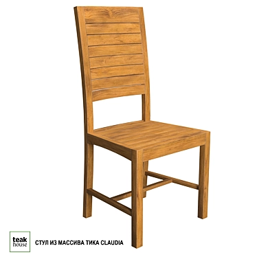 Teak Claudia Wood Chair 3D model image 1 