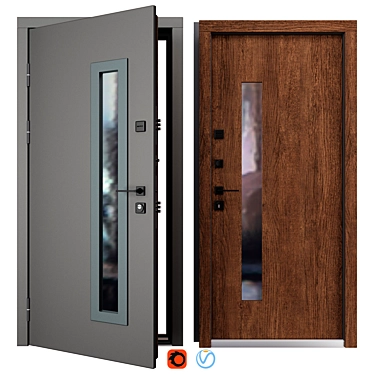 Brown Entry Metal Door (QDoors) 3D model image 1 