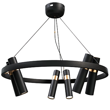 Modern Black Pipe Light Chandelier 3D model image 1 