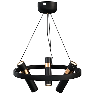 Modern Black Pipe Chandelier 3-Light 3D model image 1 