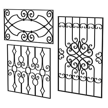 Ornate Wrought Iron Fence Kit 3D model image 1 