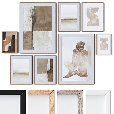 Multi-sized Frames with Wood Textures 3D model image 1 