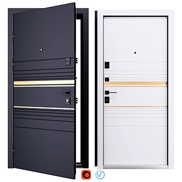 Goldy Entrance Metal Door Set 3D model image 1 