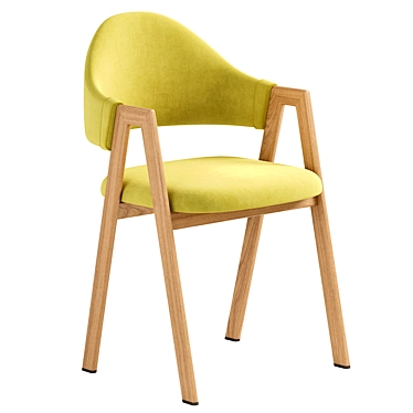 Title: Yellow Linen Curved Dining Chairs 3D model image 1 