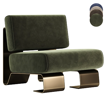 Modern Century Rushmore Brass Armchair 3D model image 1 