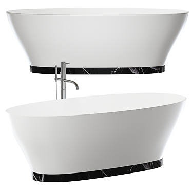 Empressa Freestanding Stone Bath with Nero Marquina Marble Base