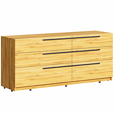 Rustic Wood 3-Drawer Dresser 3D model image 1 