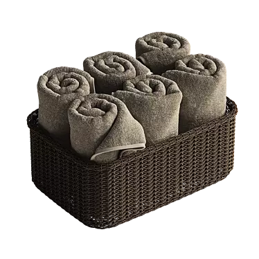 Rattan Basket Towel Set 3D model image 1 