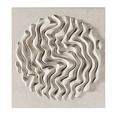 Wave-inspired Handcrafted Gypsum Panel 3D model image 1 