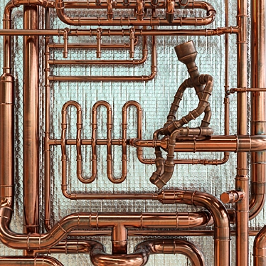 Copper Pipes & Fittings Kit 3D model image 1 