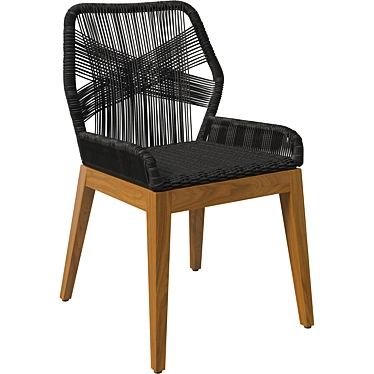 Woven Dining Chair with Wood 3D model image 1 