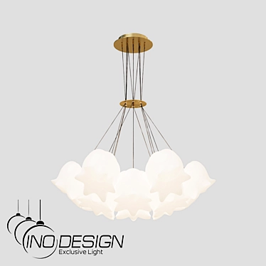 Modern Brass Glass Pendant Chandelier 3D model image 1 