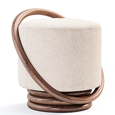 Sleek Walnut Hoop Stool 3D model image 1 