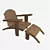 Foldable Wooden Sun Lounger 3D model small image 1