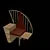 Elegant Wooden Chair with Red Leather Seat 3D model small image 1