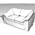 Elegant 2-Section Classic Divan 3D model small image 1