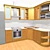 Oak Wood Kitchen with Liquid Stone Countertop 3D model small image 1