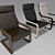 Elegant Leather Poang Chairs 3D model small image 1