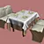 Rectangular Dining Table + 2 Sofas 3D model small image 1