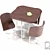 Fusion Classic Brown Table Set 3D model small image 1