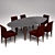 Luxury Gold Velvet Table and Chairs 3D model small image 1