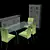 Sleek High-Tech Dining Set 3D model small image 1