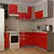 Custom Red Plastic Kitchen 3D model small image 1