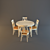 Wooden Dining Table Set 3D model small image 1