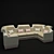 Elegant P-Shaped Sofa 3D model small image 1