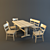 Japanese Solid Wood Dining Set 3D model small image 1