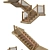 4-Flight Wooden Stairs 3D model small image 1