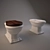 Retro Toilet & Bidet Set 3D model small image 1