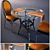 Elegant Rattan and Metal Dining Set 3D model small image 1