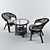 Rattan Table Set: Elegant and Durable 3D model small image 1