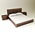 Elegant Wooden Bed with Leather Accents 3D model small image 1