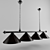 Sleek Leather and Chrome Chandelier 3D model small image 1