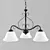 Massive Belgium Metal Glass 3-Light Chandelier 3D model small image 1