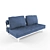 Stylish Blue Sofa with Chrome Frame 3D model small image 1