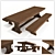 Vintage Wooden Table Set 3D model small image 1