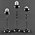 Hi-Tech Chrome Candlesticks with Glass Orbs 3D model small image 1